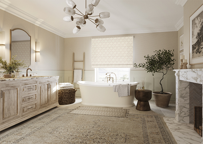 Trellis Prints, Vine and Bloom Romsey Rosies Pink - Roman Blind - Image 6